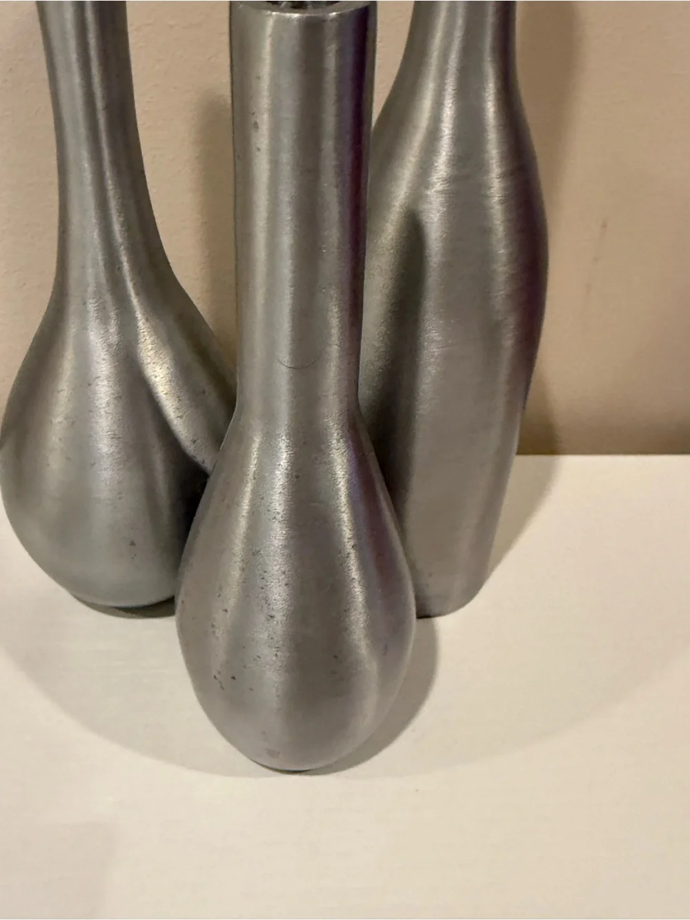 Vintage Silver Metal Decorative Bud Vases - Set of 3